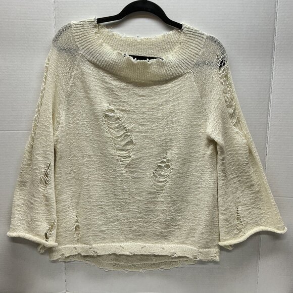 POL SMALL SWEATER DISTRESSED PTP:20" POL DISTRESSED SWEATER - Picture 1 of 8